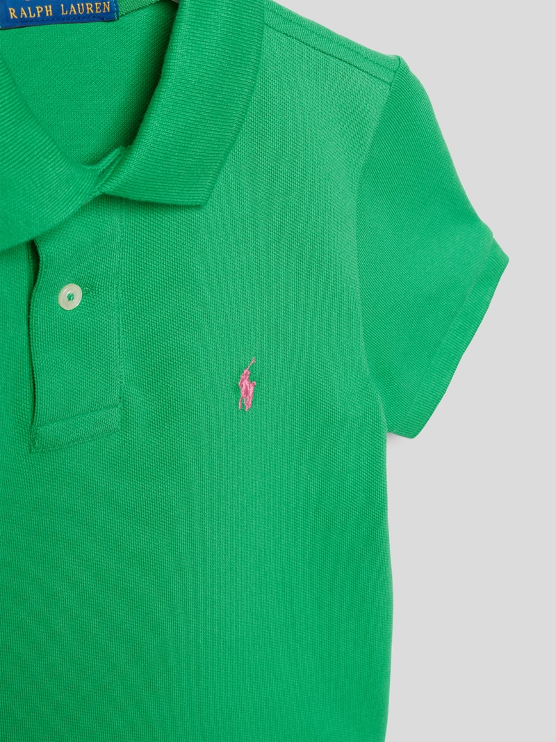 Slim Fit Poloshirt mit Strukturmuster in grün