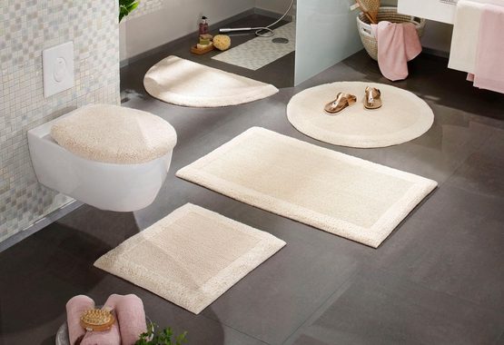 Badematte Kapra Home affaire, Höhe 14 mm, beidseitig nutzbar, fußbodenheizungsgeeignet, schnell trocknend, strapazierfähig, Baumwolle, rechteckig, mit Bordüre, Badteppich, Badematte
