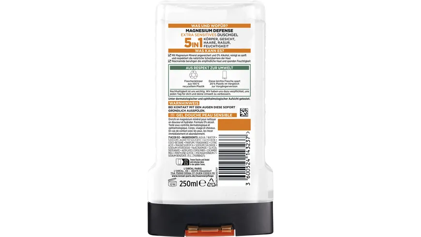 L'Oréal Men Expert Shower Magnesium -Duschgel für alle Hauttypen - spendet Feuchtigkeit und reinigt sanft 250 ml