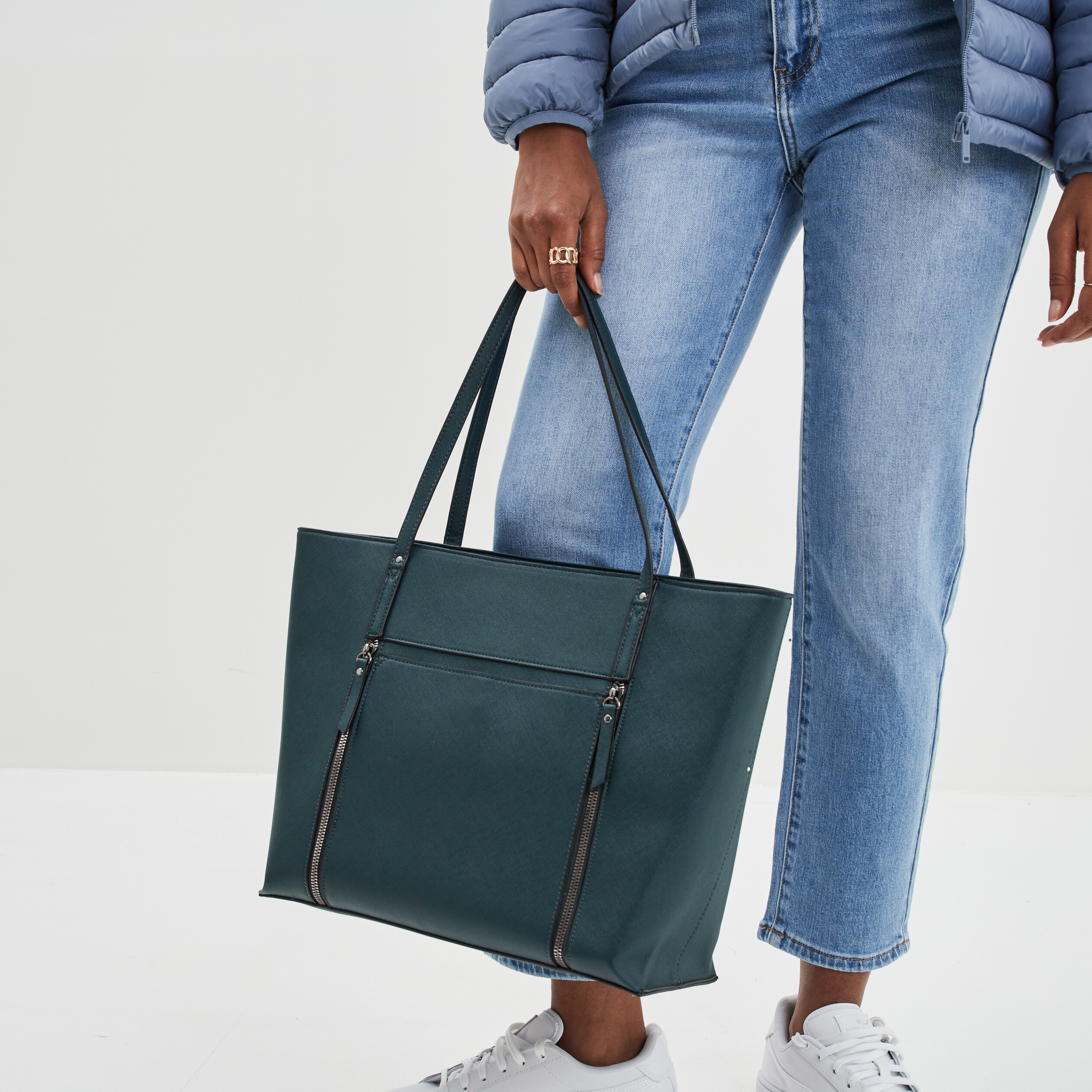 Sac cabas trapèze bleu canard femme | La Halle