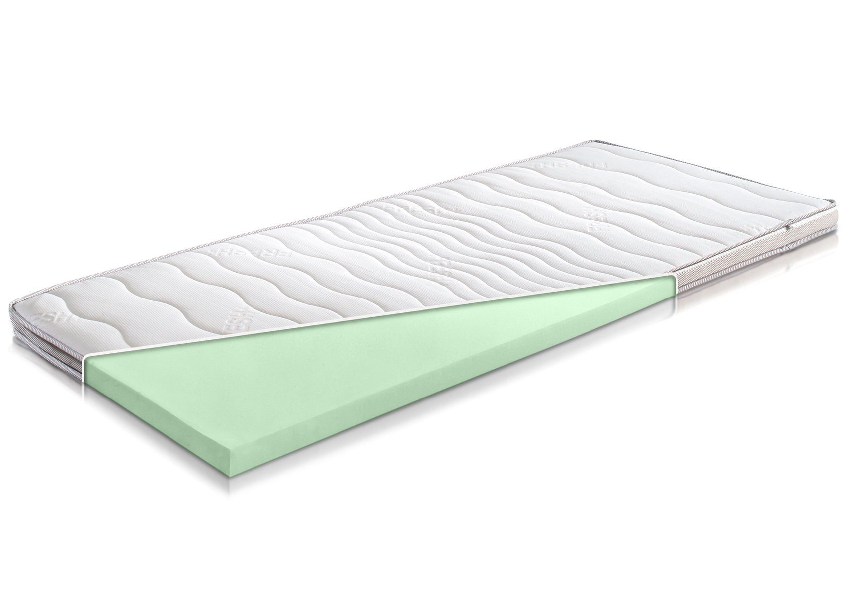 Topper Kaltschaum H2, MeineMatratze24, 7 cm hoch, Kaltschaum, Optimale Druckentlastung und waschbarer Bezug mit Klimaband