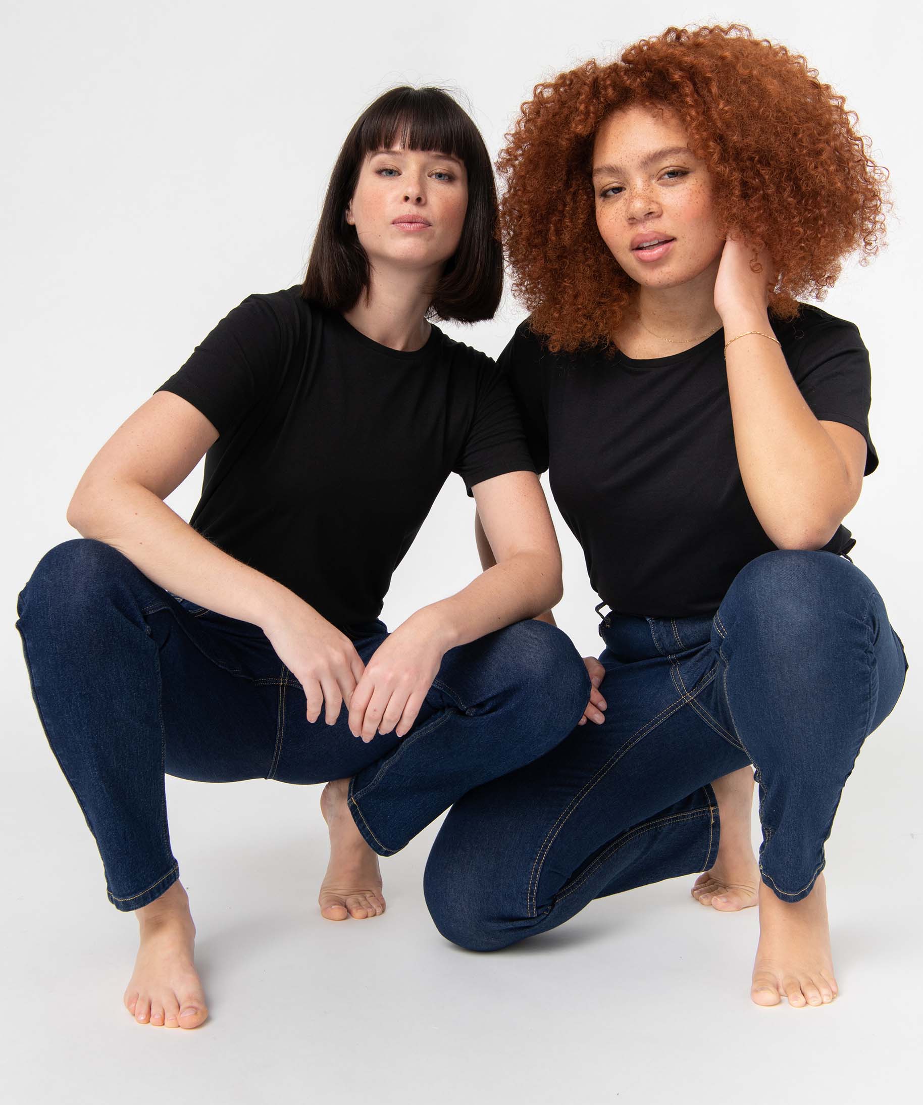 Jean femme coupe Slim taille haute brut | GEMO