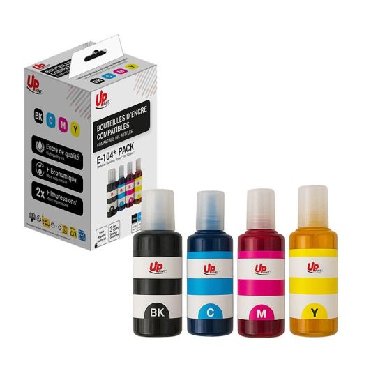 Cartuș de cerneală UPprint compatibil Epson EcoTank 104 – pachet de 4 – magenta, cyan, negru, galben