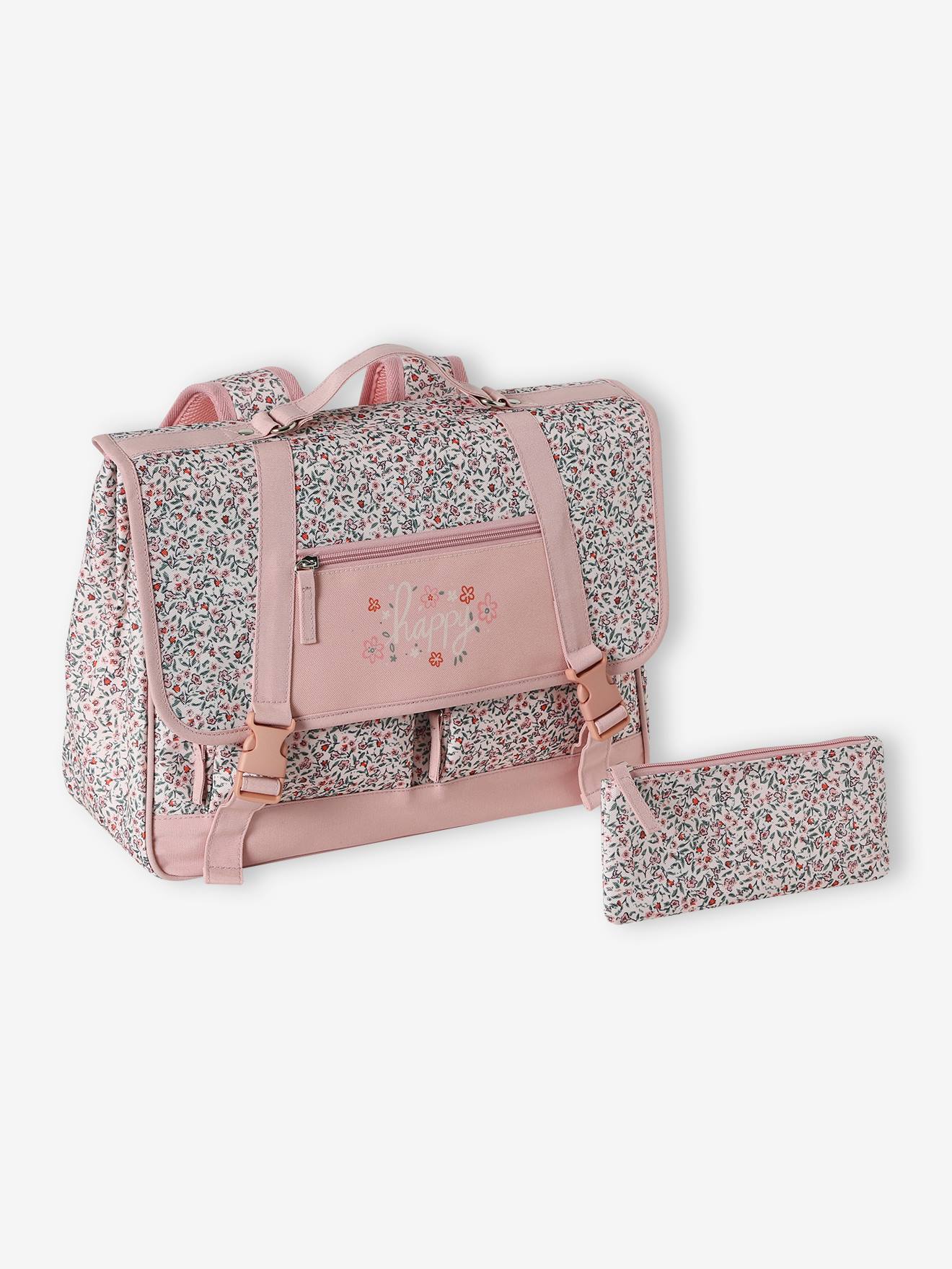 Cartable + trousse fleurie 