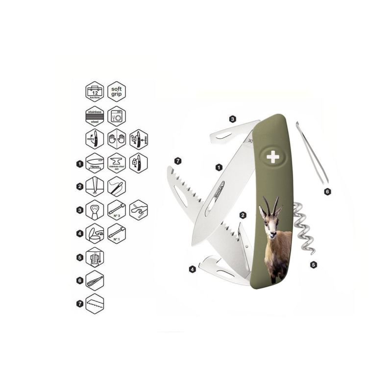 Swiza D05 Hunting Chamois Olive, Schweizer Taschenmesser made in Swiss