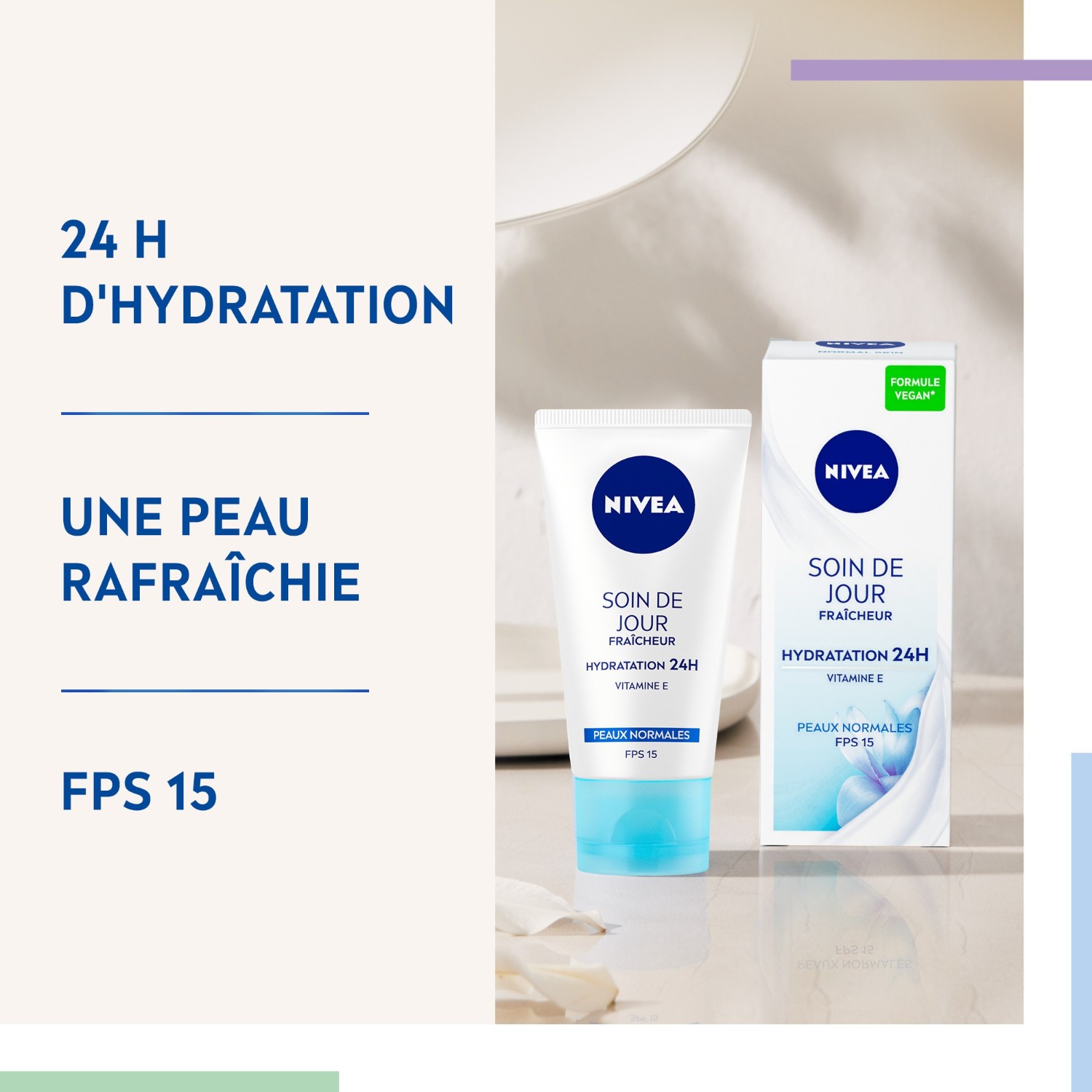 NIVEA 24H Moisturizing Fresh Day Cream with Vitamin E SPF 15 for normal skin