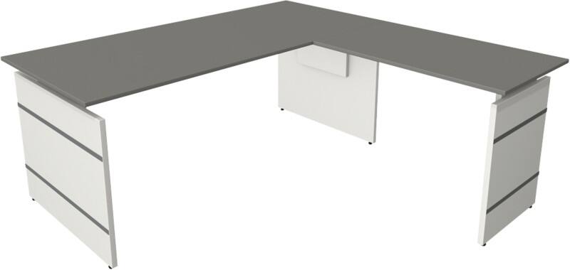 Kerkmann 11465512 Form 4 Höhenverstellbar Sitz-Stehschreibtisch L-förmig Weiß 1.800 x 1.800 x 760 mm