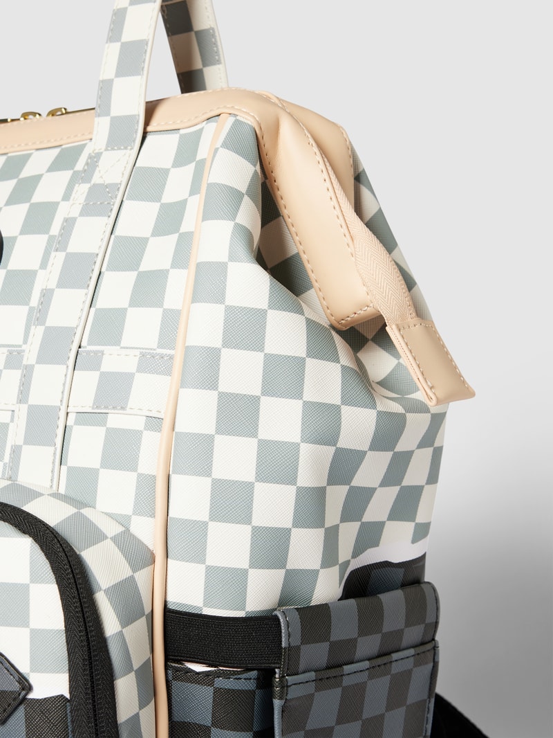 Rucksack mit Allover-Muster Modell 'TEAR IT UP' in ecru