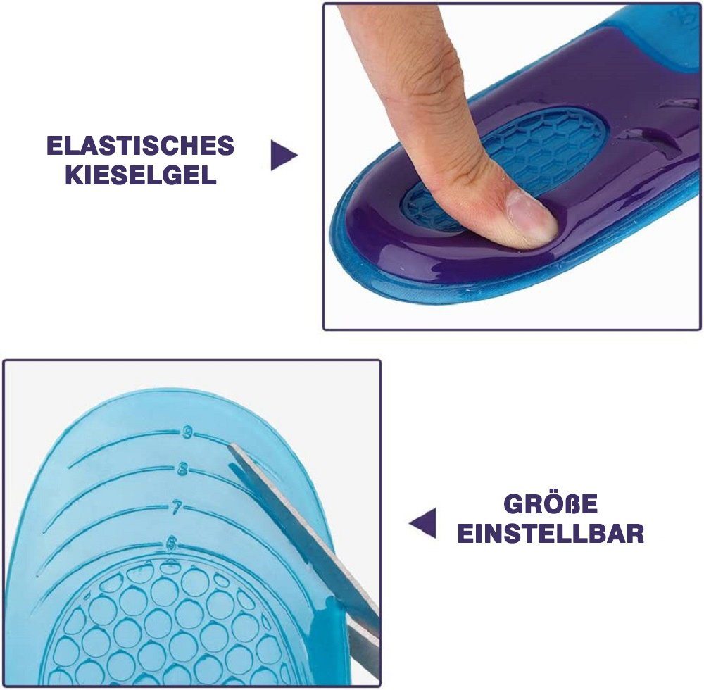 COOL-i ® Einlegesohlen, Gel Sport Fersensporn Orthopädische Schuh Einlage Größe 33 bis 47