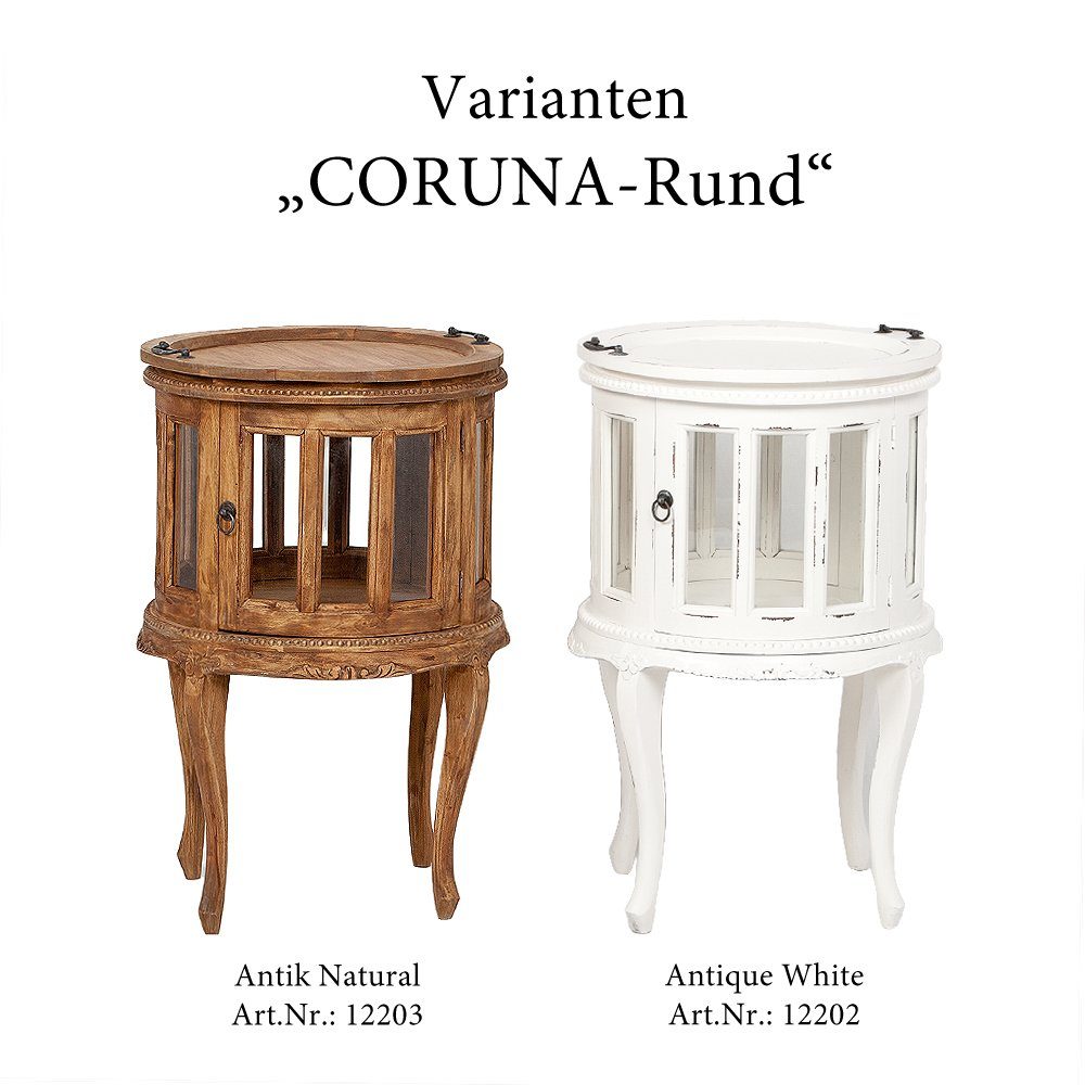 LebensWohnArt Mehrzweckschrank Barschrank CORUNA-Rund Antik Natural Mahagoni