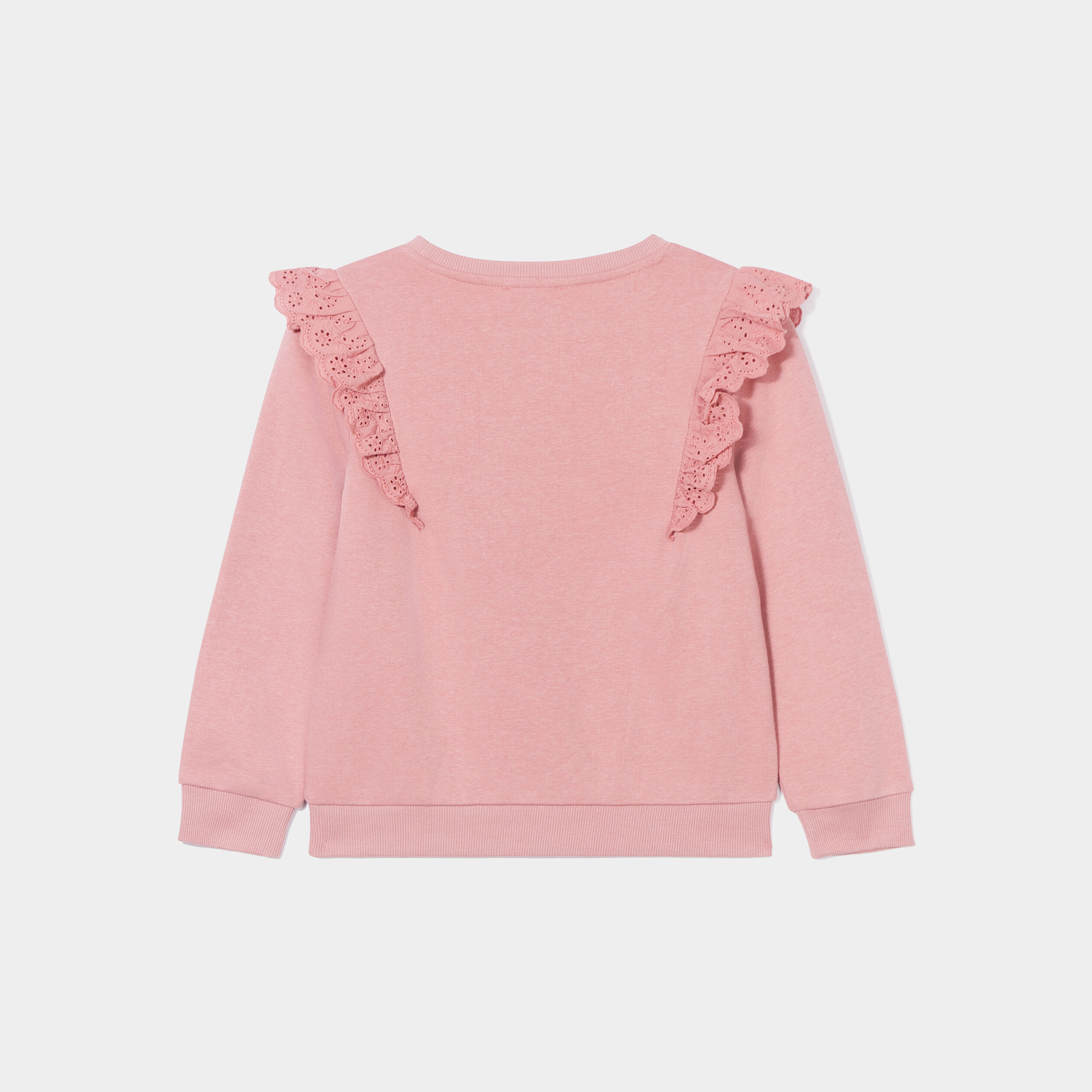 Sweat à volants broderie anglaise Creeks rose fille | La Halle