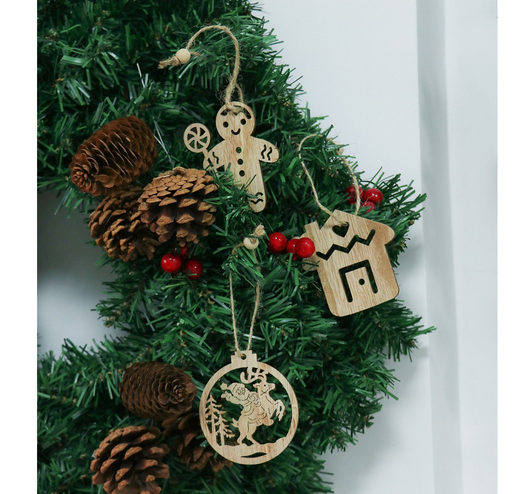 Homewit Christbaumschmuck Weihnachtsanhänger Holz Weihnachtsbaumschmuck Weihnachtsdeko Anhänger, Holzanhänger Weihnachtsbaum Anhänger DIY Holzdeko