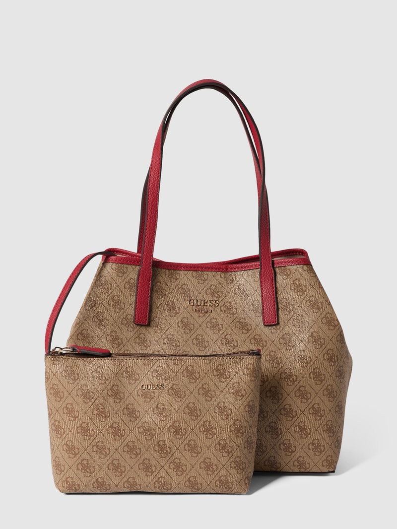 Tote Bag mit Allover-Logo Modell 'VIKKY' in hellbraun