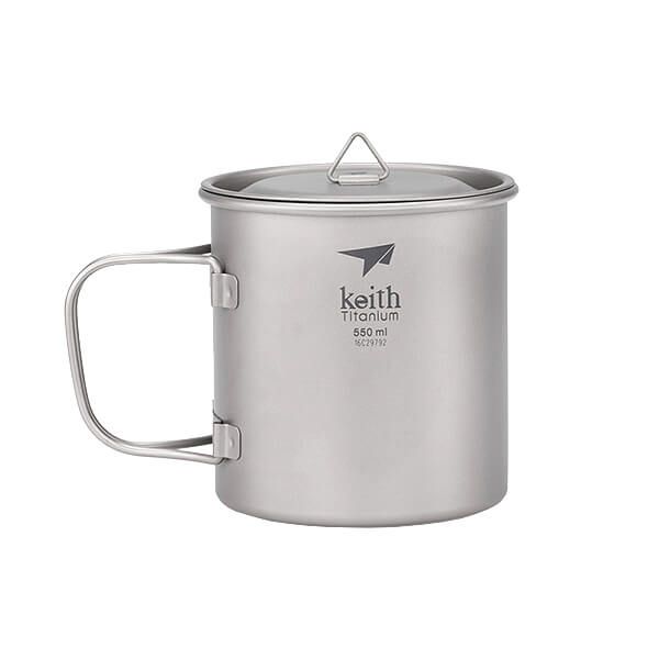 Titan Becher mit Klappgriff und Deckel