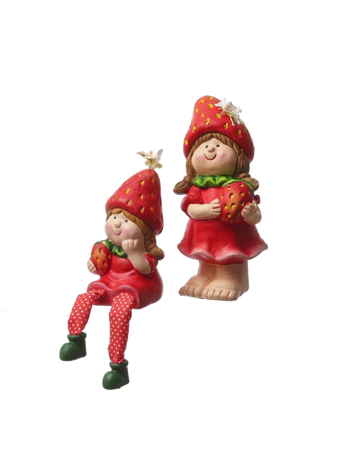 MARELIDA Kantenhocker Erdbeermädchen Lotte Gartenfigur H: 19cm in rot günstig kaufen onesize