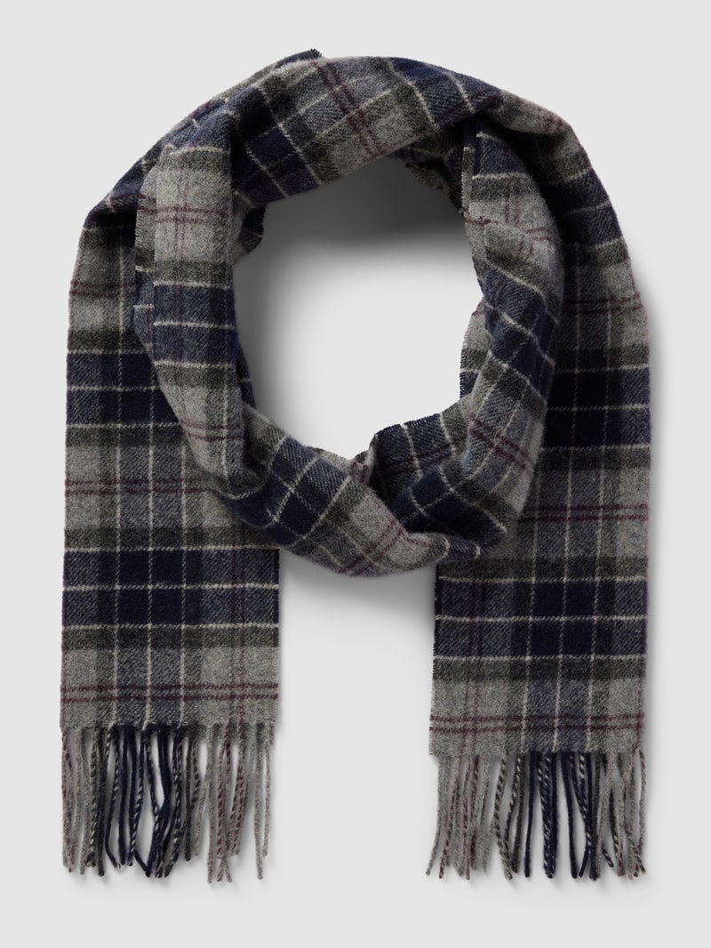 Schal aus Lanawolle mit Tartan-Muster in marineblau