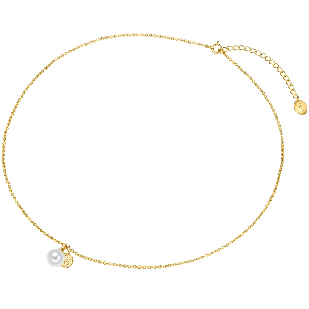 Valero Pearls Chaîne Argent sterling Perle de culture d'eau douce en Or jaune collier