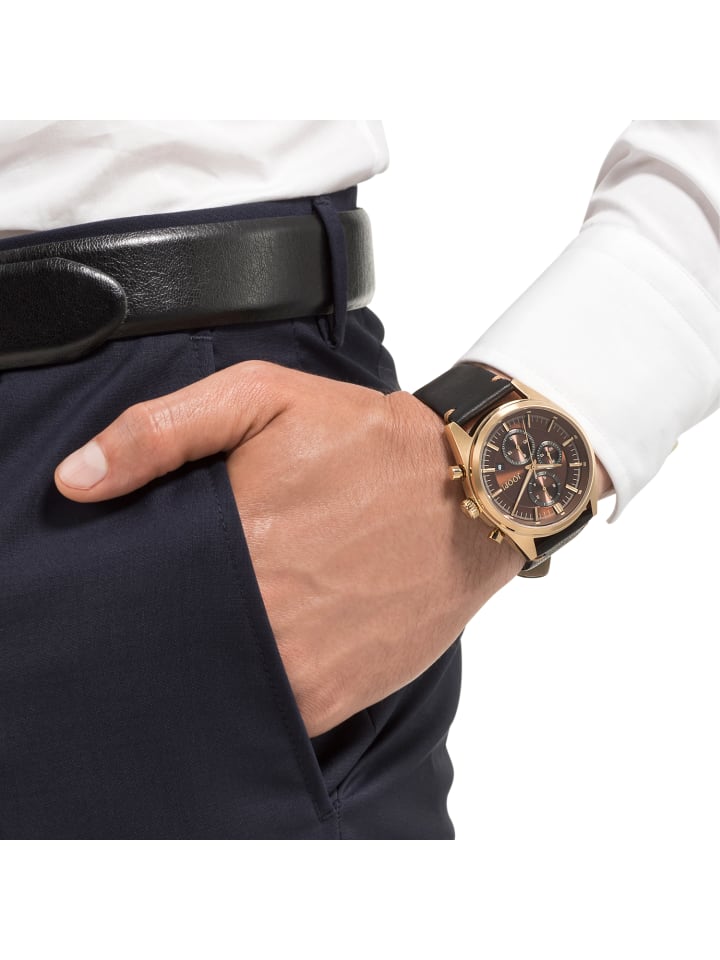 JOOP! Chronograph Leder, Edelstahl in Gold günstig kaufen 20 cm