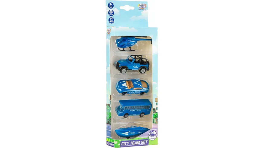 Müller - Toy Place - City Team Set - 5 Fahrzeuge, 3-fach sortiert, 1 Stück