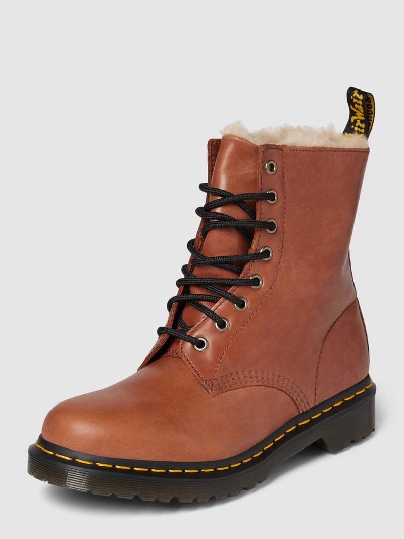 Schnürstiefel mit strukturierter Sohle in dunkelbraun