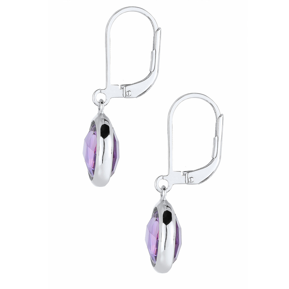 Elli Elli Boucles d'Oreilles Edelsteine Oval Amethyst 925 Silber Boucles d'oreilles