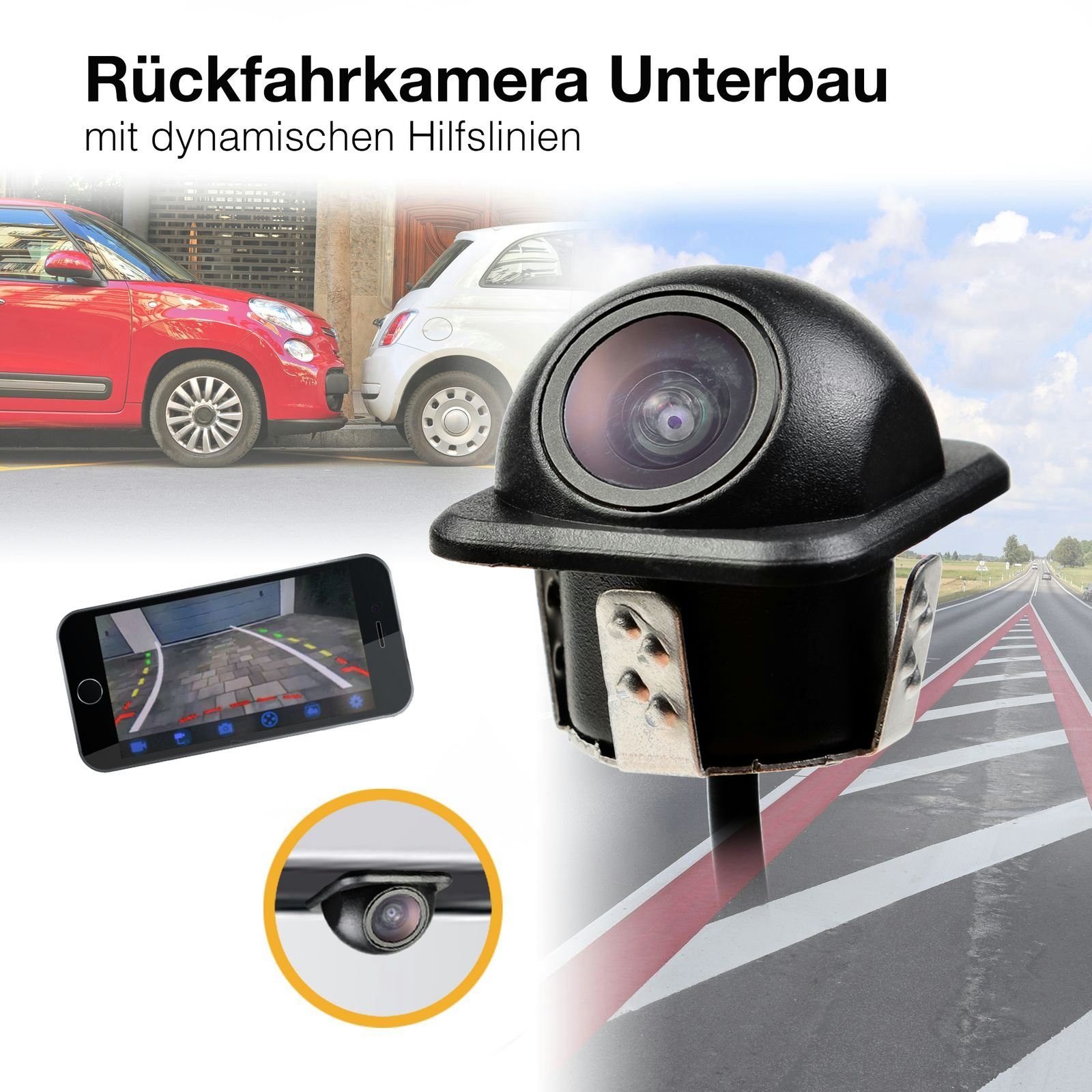 CARMATRIX CM-393 Rückfahrkamera (Auto Rückfahrsystem 170° Rückfahrkamera mit dynamische Parklinien, 7