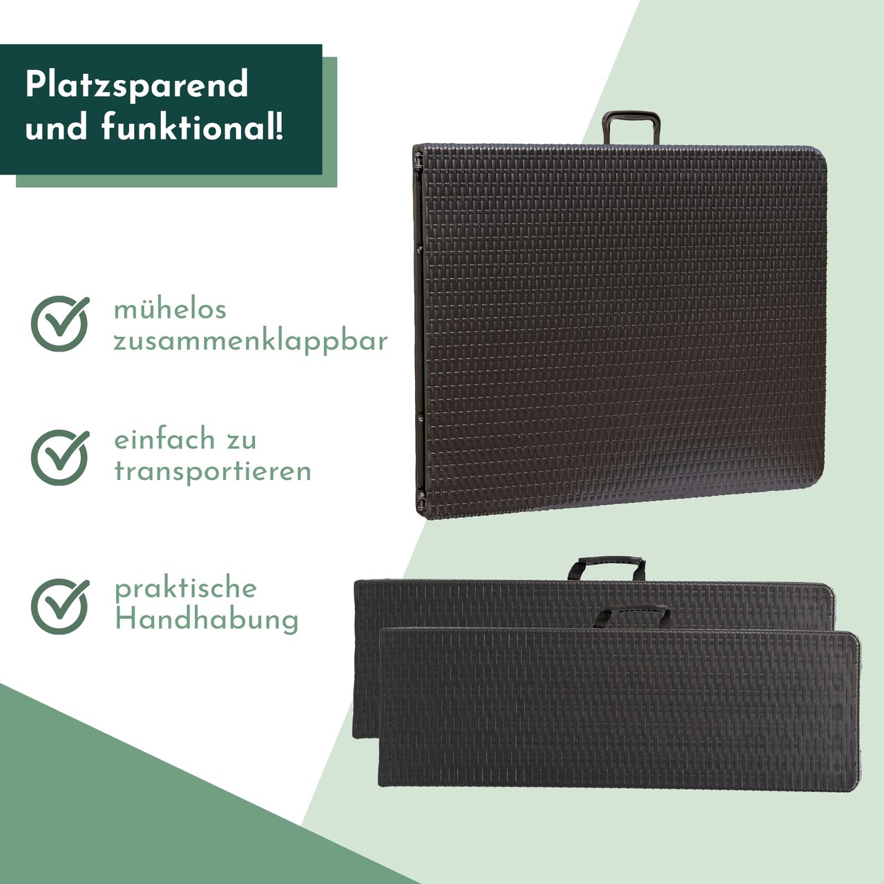 Lemodo Bierzeltgarnitur Set mit 2x Bierbank und 1x Buffettisch in Rattan Optik