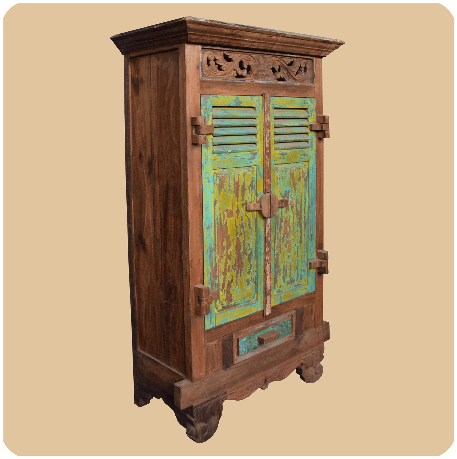SIMANDRA Bauernschrank Ubud Mod 2. Recycling Teak Holz massiv, Altholz, jedes Stück ein Unikat