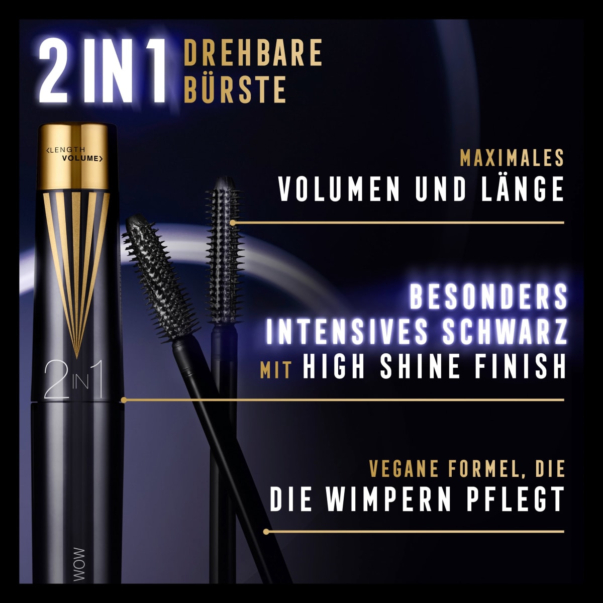 Mascara Masterpiece 2in1 Lash Wow 003 Midnight Black, 7 ml