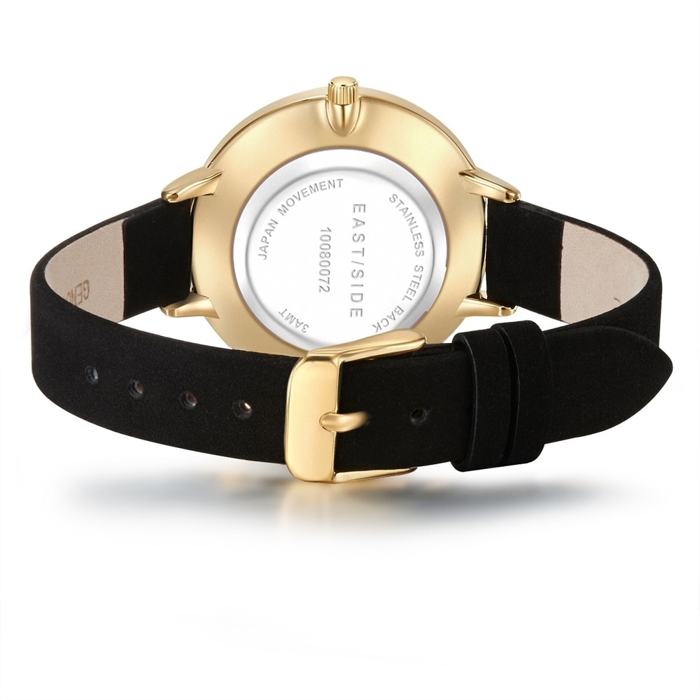 EASTSIDE Montre à quartz Classic en Or jaune Cuir véritable en Noir Montre