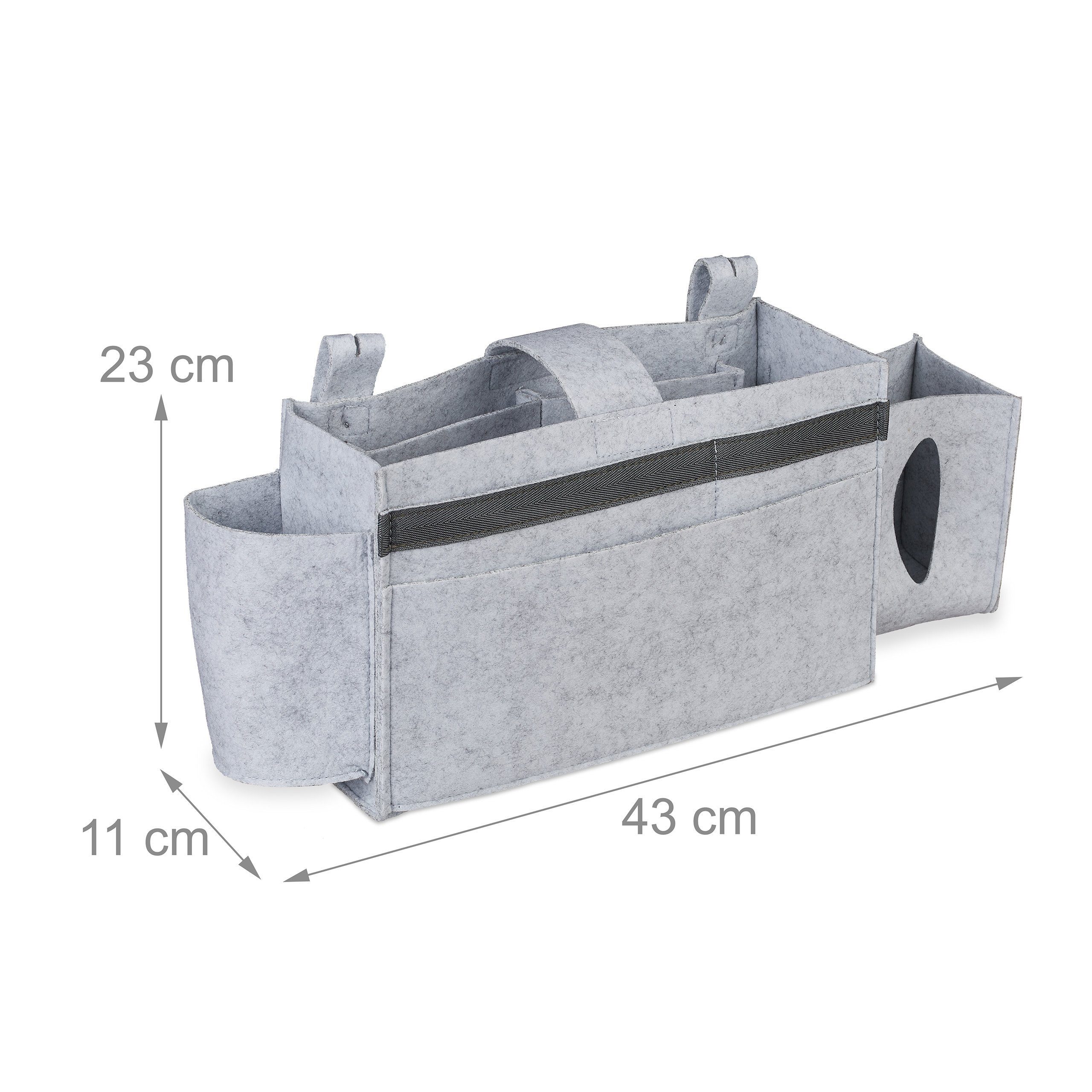 relaxdays Betttasche Betttasche für Hochbett aus Filz, hellgrau