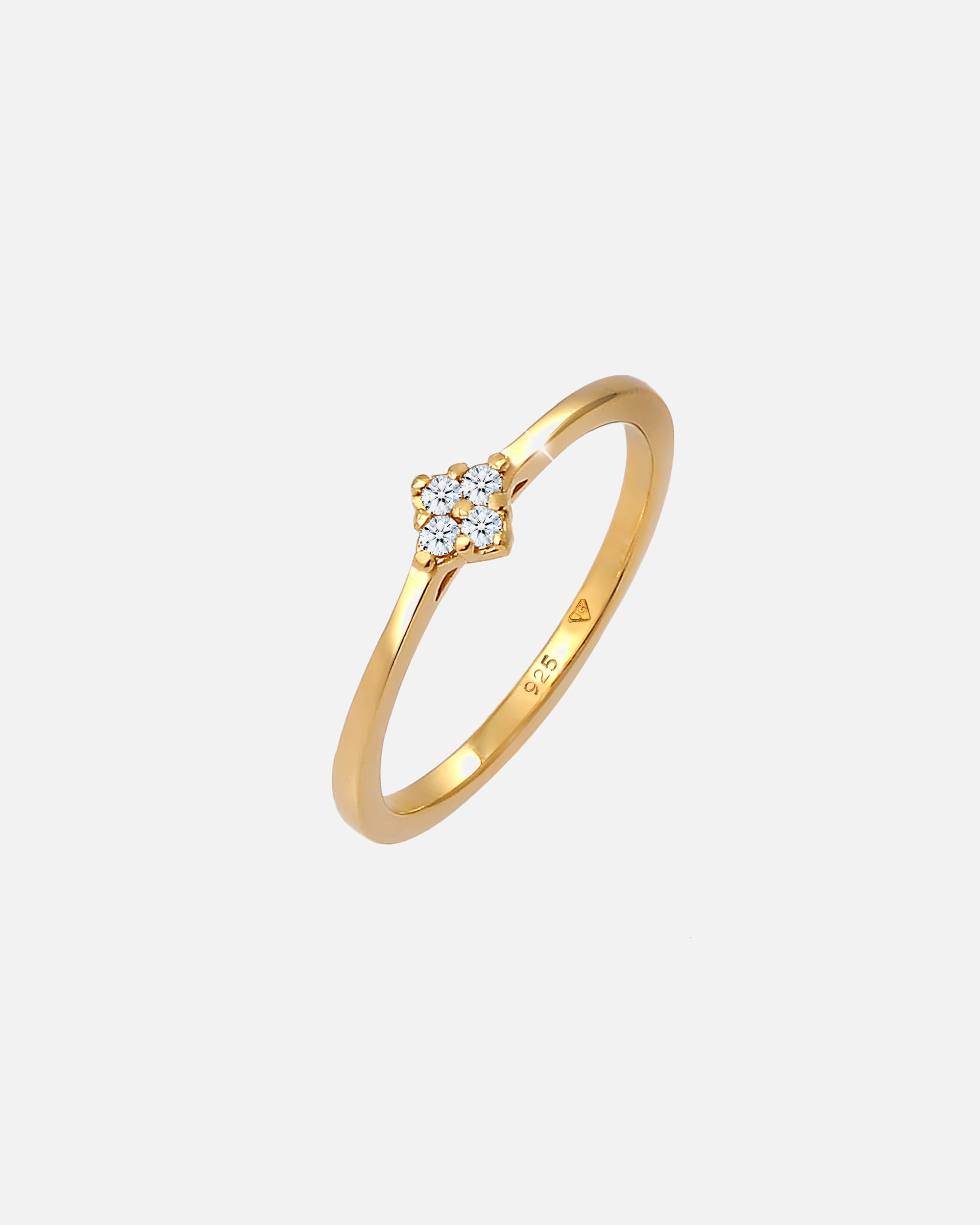 Inel de logodnă feminin clasic Elli DIAMONDS cu diamant (0,08 ct.) din argint sterling 925/1000, placat cu aur