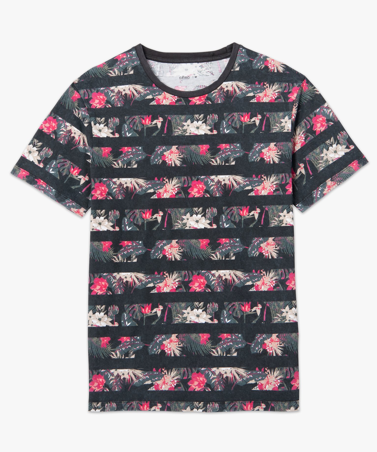 Tee-shirt homme à manches courtes avec motifs exotiques noir | GEMO