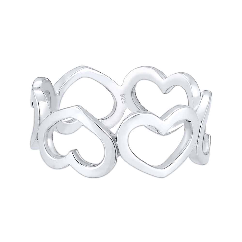 Elli Elli Bague Femmes Bande Cœur Symbole Cut-Out tendance en argent sterling 925 Bague