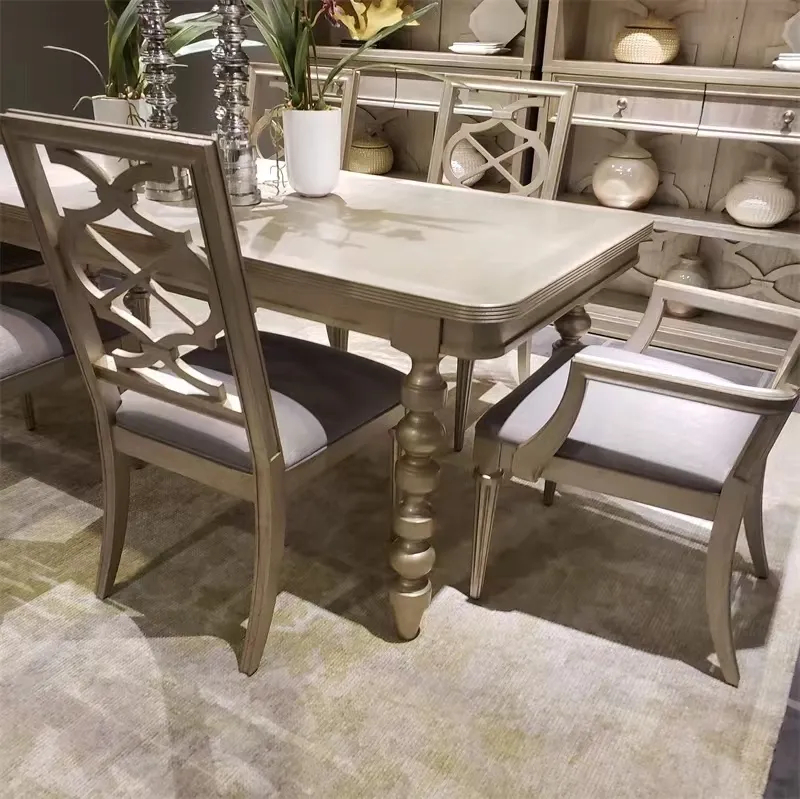 Solid wood table light luxury champagne small unit dining table and chair combination rectangular dining table · dining table 140*80*76㎝