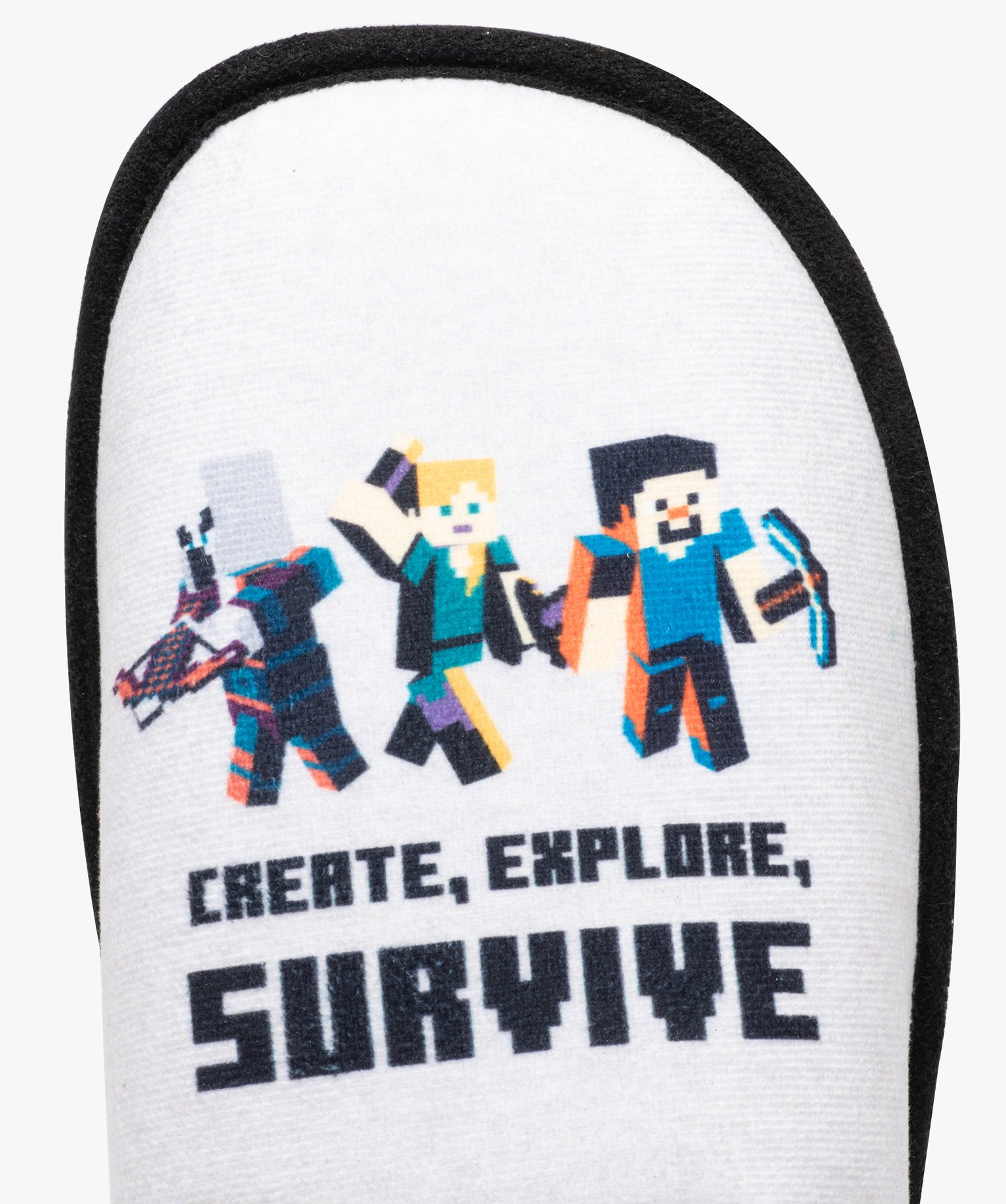 Chaussons homme mules en velours imprimé - Minecraft gris | GEMO