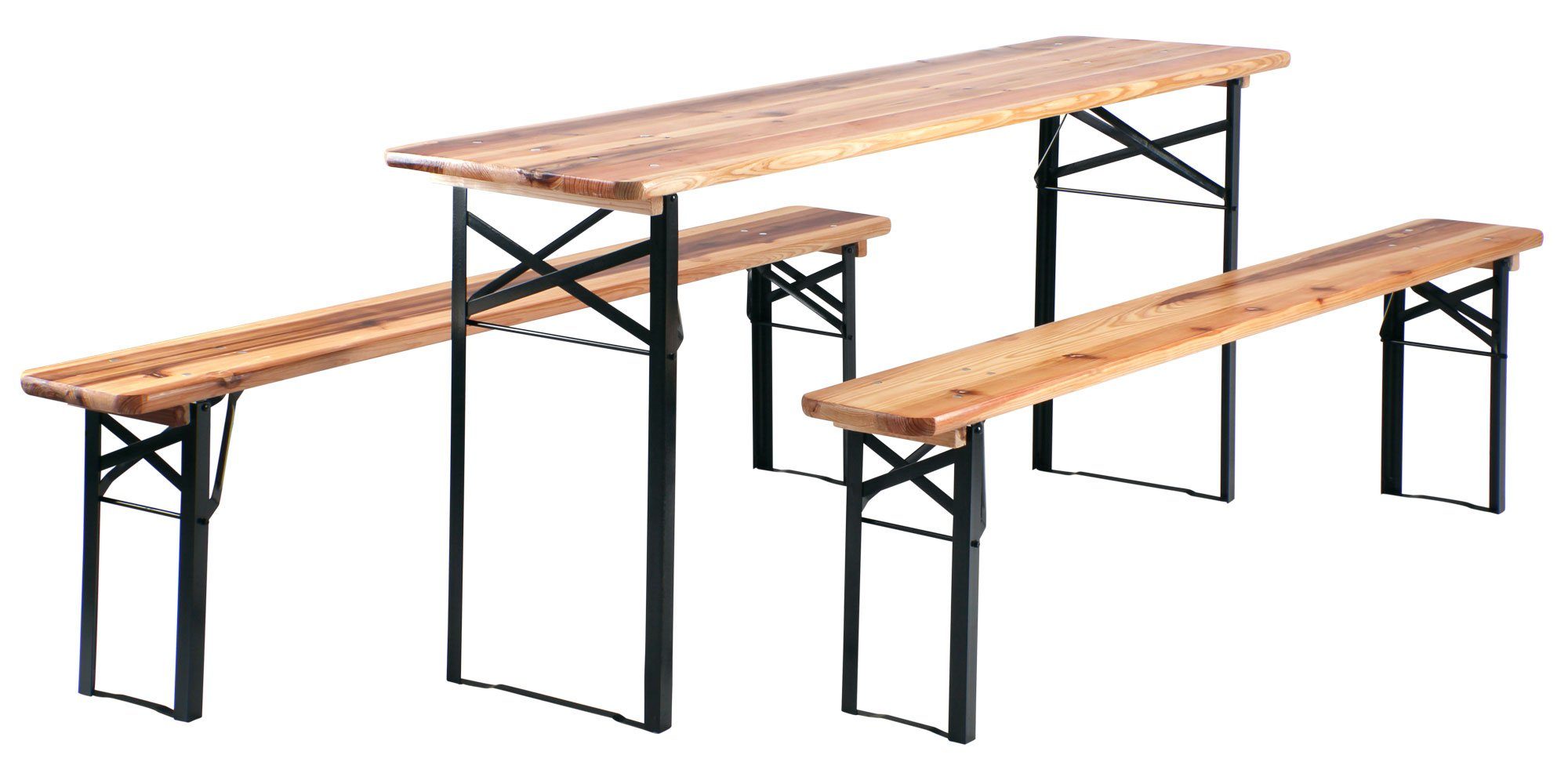 Stagecaptain Bierzeltgarnitur Hirschgarten BB-180 Sitzgarnitur 177 cm Länge, (Stehtisch Holz, 3-tlg., 2 x Bank, 1 x Tisch), Sitzmöbelset Outdoor & Indoor, klappbar