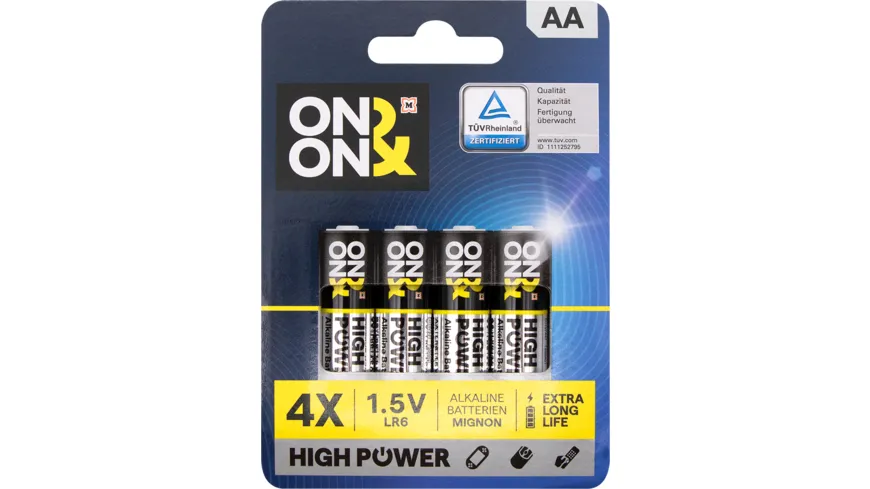 ON&ON Batterien Mignon AA LR6 1,5V, 4 St