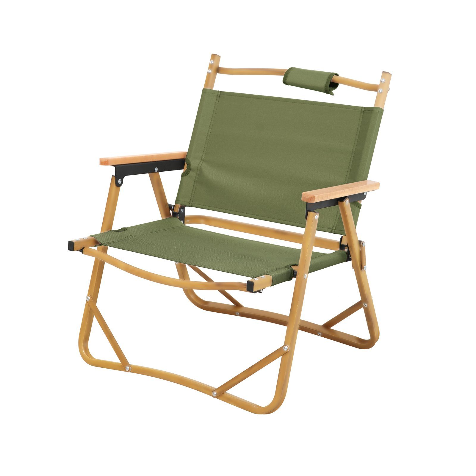 JAWINIO Campingstuhl, Outdoor, faltbar, mit Armlehnen, Faltstuhl, Dunkelgrün