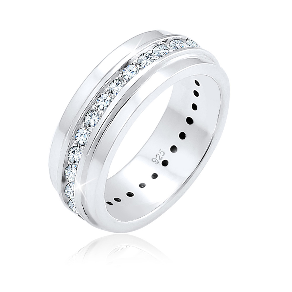 Elli Elli Bague Anneau de Bande Classique Cristaux Bague Femme - (925/1000) Argent Bague
