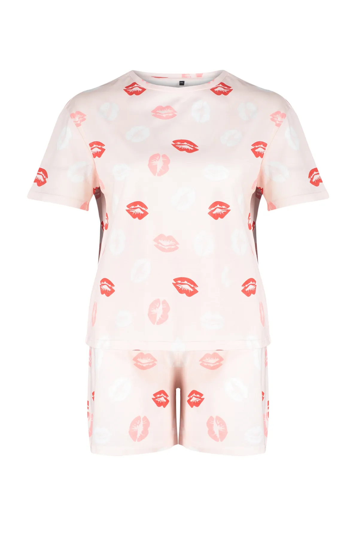 Trendyol Curve  Mehrfarbig gemustertes Strick-Pyjama-Set TBBSS24AI00040