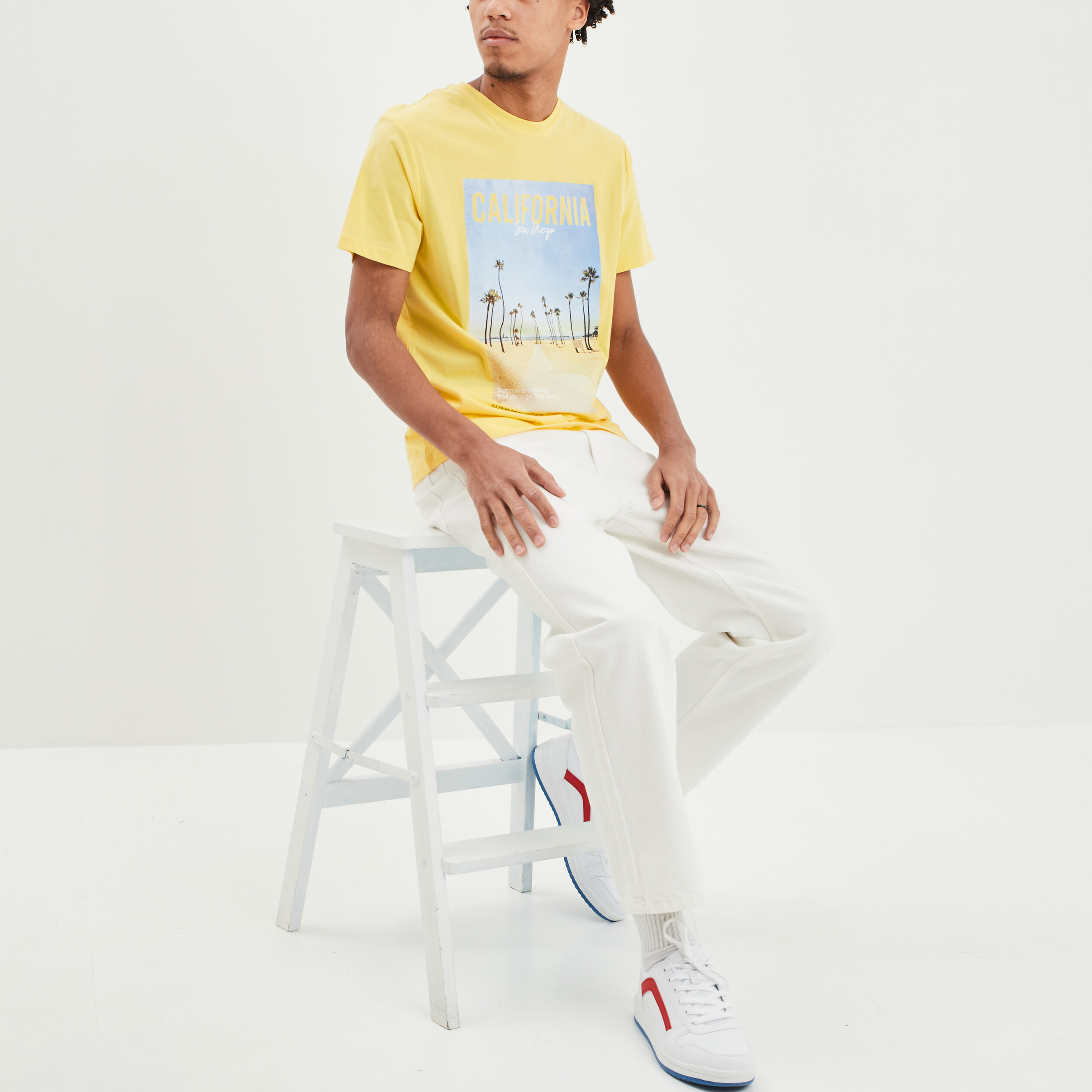 T-shirt manches courtes Creeks jaune citron homme | La Halle