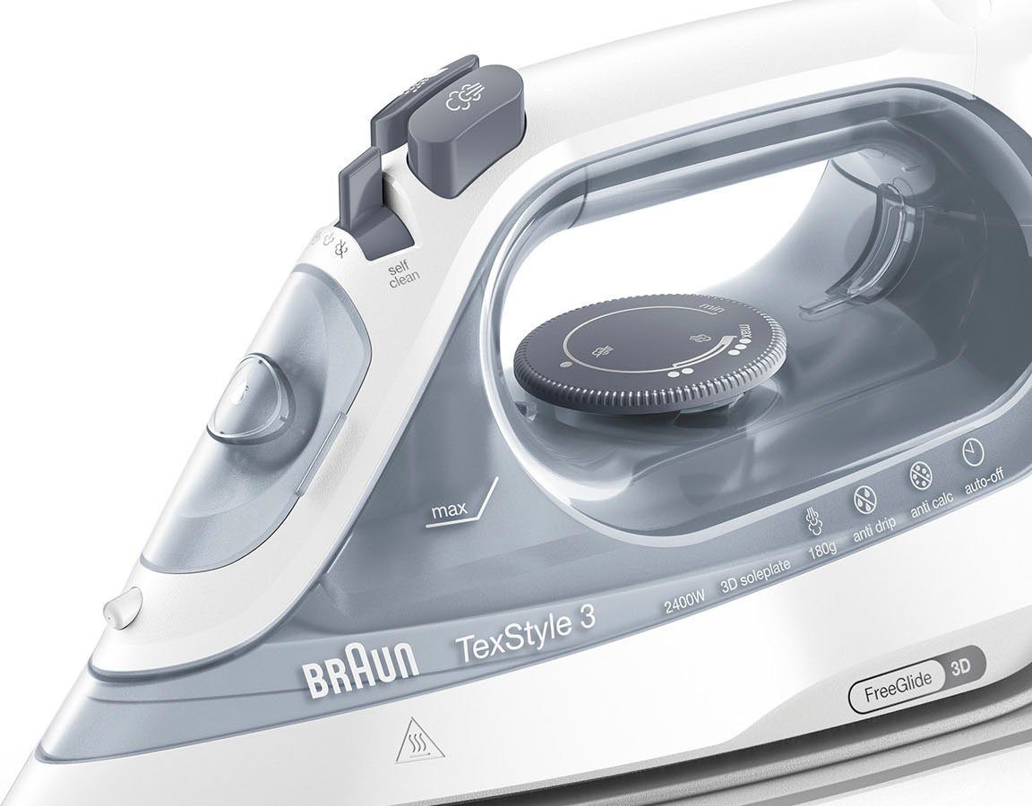 Braun Dampfbügeleisen TexStyle 3 SI 3054 GY, 2400 W, Anti-Kalk-System