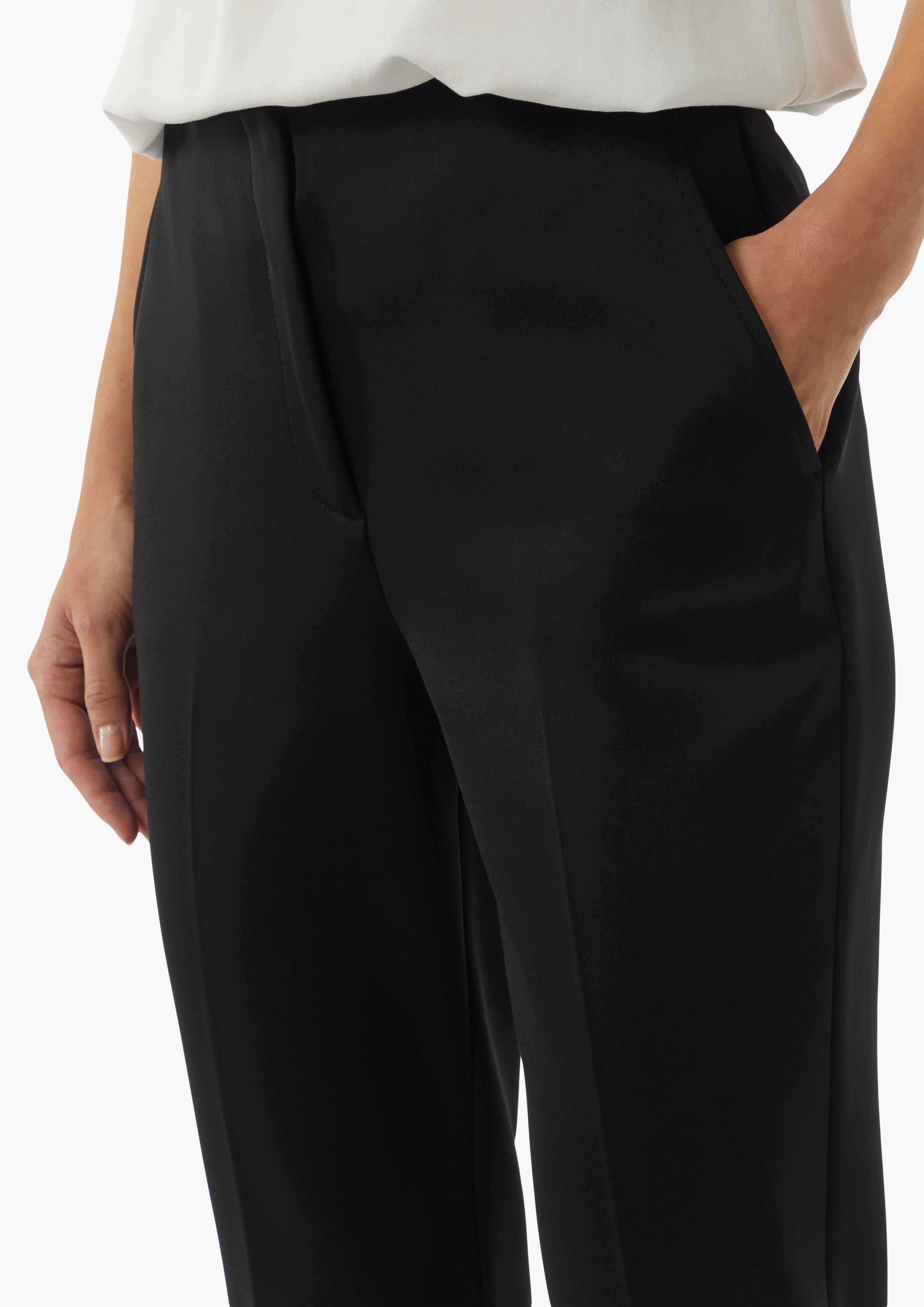Cigarette-Pants aus Scuba mit elastischem Bund - schwarz
