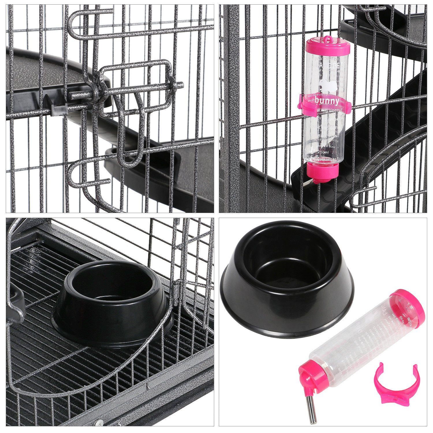 Yaheetech Kleintierkäfig, Nagervoliere Metall Hamsterkäfig Käfig mit 3 Fronttür