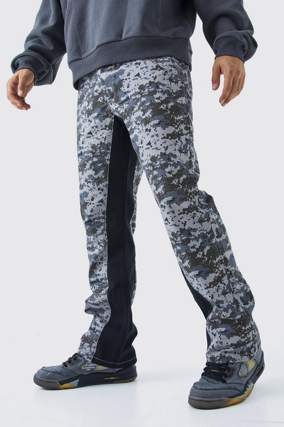 Colorblock Camouflage Schlaghose mit geradem Bein