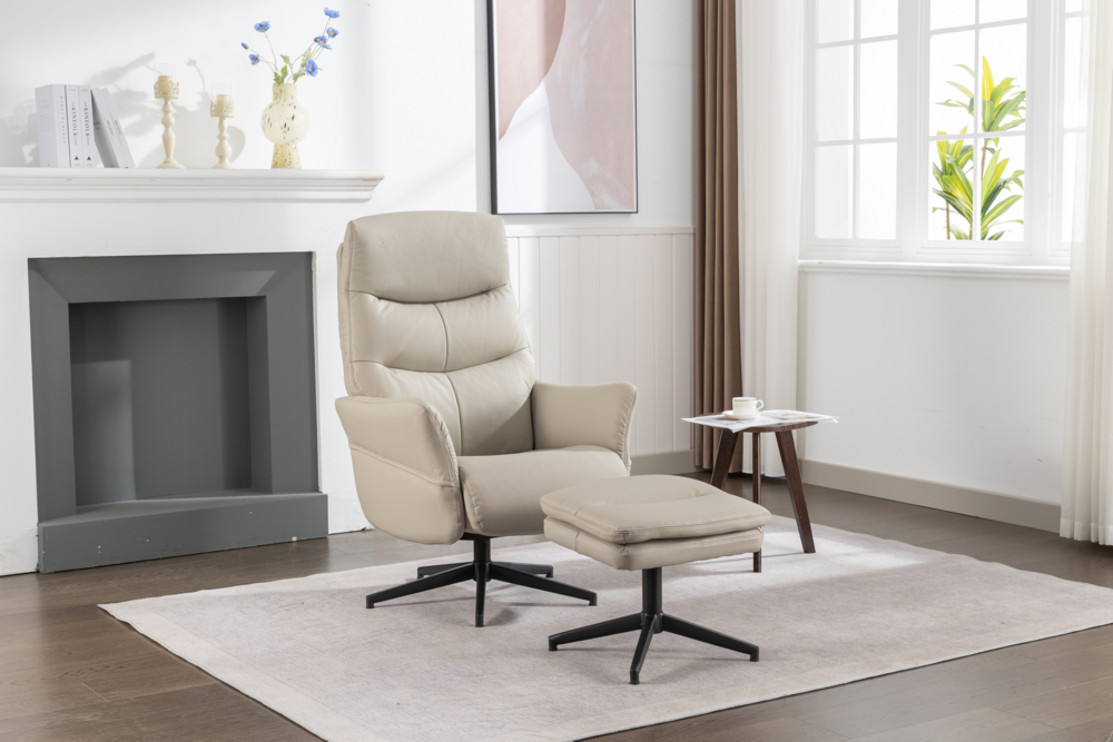 Happy Home Happy Home gepolsteter Relaxsessel mit Hocker HWP62-BEI beige