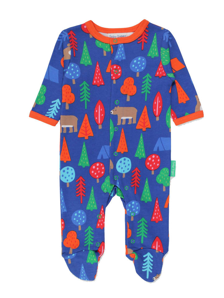 Toby Tiger Schlafanzug mit Camping Bären Print in blau günstig kaufen