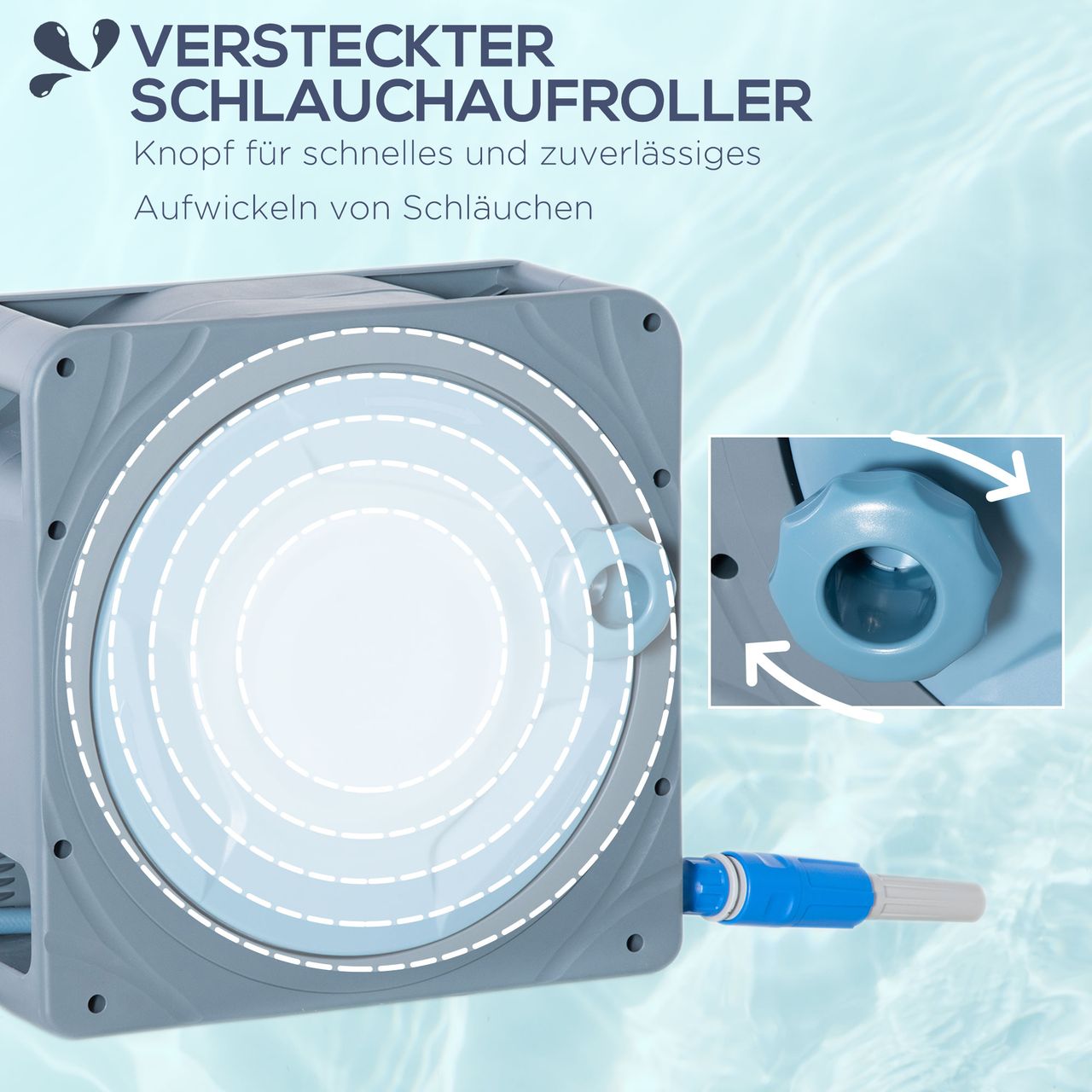Outsunny Schlauchtrommel 10,2 m Schlauchaufroller Automatik schwenkbar Druckluft Garten Druckluftschlauch Kunststoff Grau