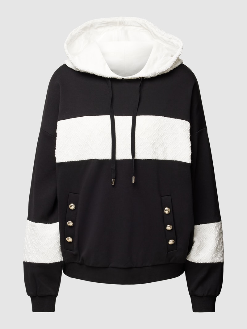 Hoodie in Two-Tone-Machart in schwarz